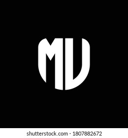 mu logo monogram with circular shape shield design template