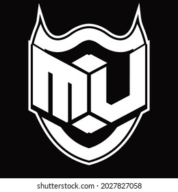 MU Logo monogram design isolated with shield shape design