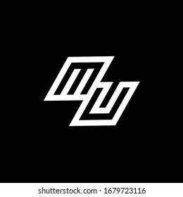 MU logo monogram with up to down style negative space design template isolated on black background