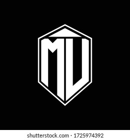 Mu Logo Monogram Emblem Shape Combination Stock Vector (Royalty Free ...