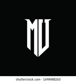 MU logo monogram with emblem shield style design template