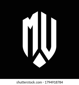 mu logo monogram with emblem shield style design template