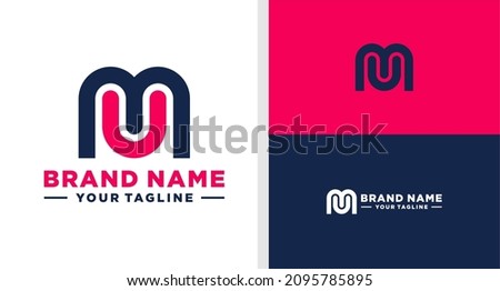 MU LOGO MONOGRAM LINE SIMPLE EDITABLE
