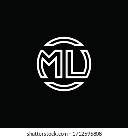 MU logo monogram with negative space circle rounded design template