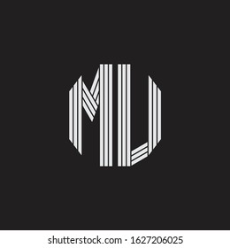 MU Logo monogram with outline style linked isolated on black background