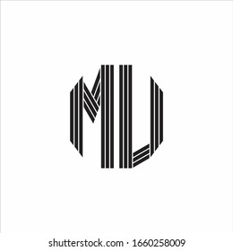 Estilo de esquema de monograma del logotipo de la MU aislado en fondo blanco