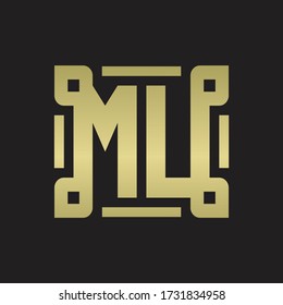 MU Logo monogram with piece line art design template