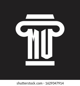 MU Logo monogram with pillar style design template