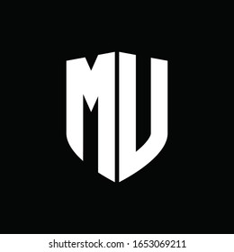 MU logo monogram with shield shape design template