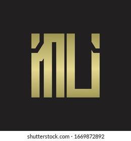 MU Logo with squere shape design template with gold colors