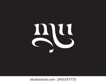 mu Lowercase Letter Initial Logo Design Template Vector Illustration