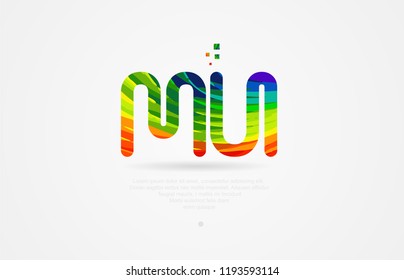 mu m u alphabet letter logo icon combination design with rainbow color