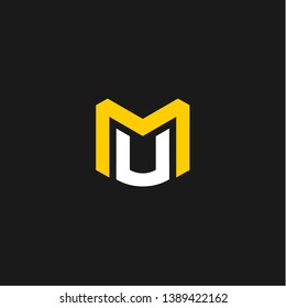 MU or M U letter alphabet logo design in vector format.