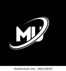 MU M U letter logo design. Initial letter MU linked circle uppercase monogram logo black and white. MU logo, M U design. mu, m u