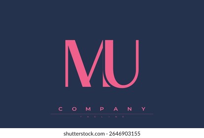 MU Modern Initials Logo Design. Branding logo with stylized initials showcasing bold design and modern aesthetic. Ideal for professional business branding or creative projects focusing on minimalistic