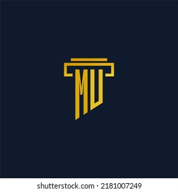 MU monogram initial logo for lawfirm with pillar design