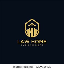 MU monogram initial logo for lawhome with shape home design