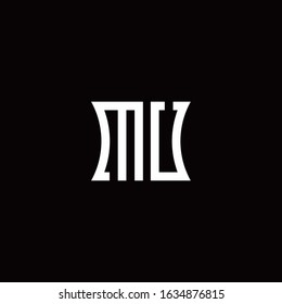 MU monogram logo with curved side style design template