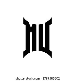 MU monogram logo with curved side design template