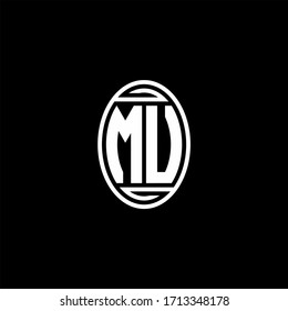 MU monogram logo isolated on oval rotate shape design template