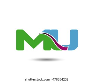MU negative space letter logo
