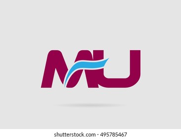MU negative space letter logo
