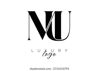 Logotipo de la tipografía del monograma de la letra de MU Serif para la identidad elegante de la marca de Premium