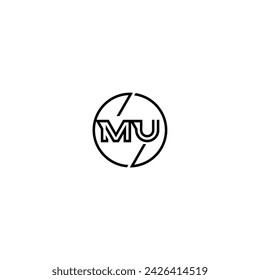 MU simple outline concept logo and circle of initial design black and white background