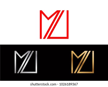 MU square shape red silver gold vector design