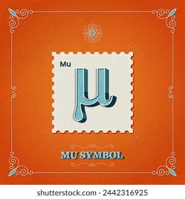 Mu Symbol-A Mathematical Postage Stamp Style Vector Illustration Design