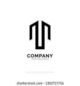 M/U Technology - Logo template real estate, apartment, condo, house, rental, business. brand, branding, logotype, company, corporate, identity. Clean, modern and elegant style design - Vector