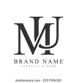 MU trendy logotype template. Initial letter m and u classic font style. Creative logo for company name or identity. Vector illustration.