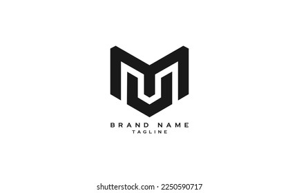 MU, UM, Abstract initial monogram letter alphabet logo design