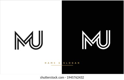 MU ,UM Abstract Letters Logo Monogram