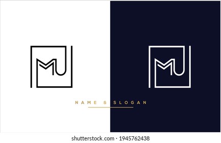 MU ,UM Abstract Letters Logo Monogram