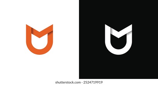 Design do logotipo da letra inicial da UM ou MU. Vetor Premium