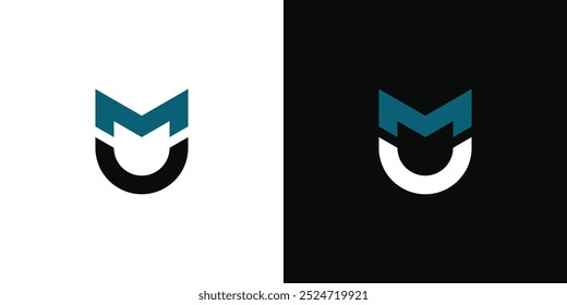 Design do logotipo da letra inicial da UM ou MU. Vetor Premium