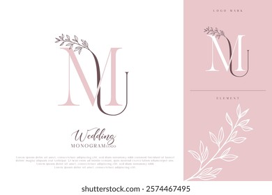 MU UM Initial Wedding Monogram Logo