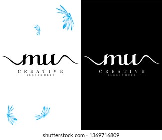 mu, um letter handwriting logo template vector