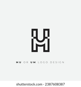 MU or UM letter logo design icon minimal and clean