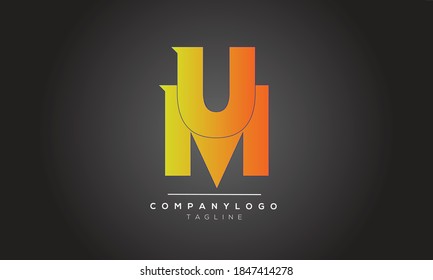 MU UM monogram letter initials text alphabet logo design