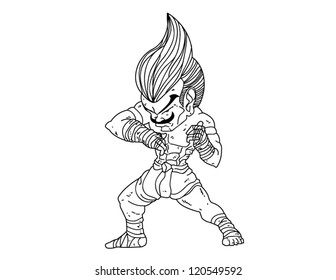 Muay Thai Boran : character cartoon 2 (Elbow Strike)