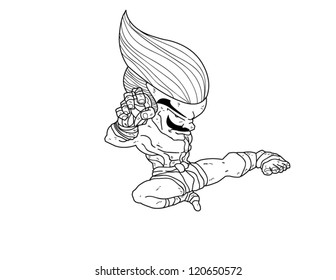 Muay Thai Boran : character cartoon 4 (Muay Thai Jump Kick)