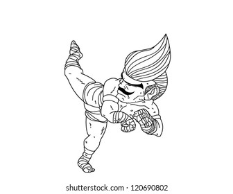 Muay Thai Boran : character cartoon 5 ( Jarakhe Fad Hang)