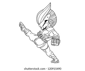 Muay Thai Boran : character cartoon 8 (High Kick)