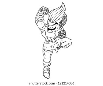 Muay Thai Boran : character cartoon 10 (uppercut)