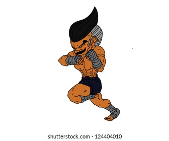 Muay Thai Boran : character cartoon 13 (Elbow Strike)