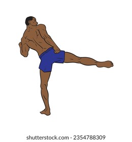 muay thai boxer , color vector illustration isolated on a white background