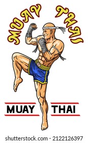 Muay Thai, thai boxer with rope wrapped around his fists