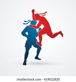 Muay Thai, Thai Boxing,  action designed graphic vector